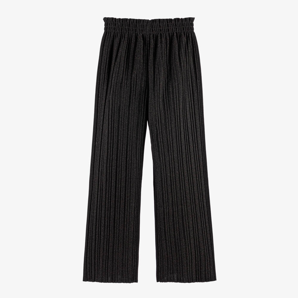 Mayoral - Girls Black Plissé Sparkle Trousers | Childrensalon