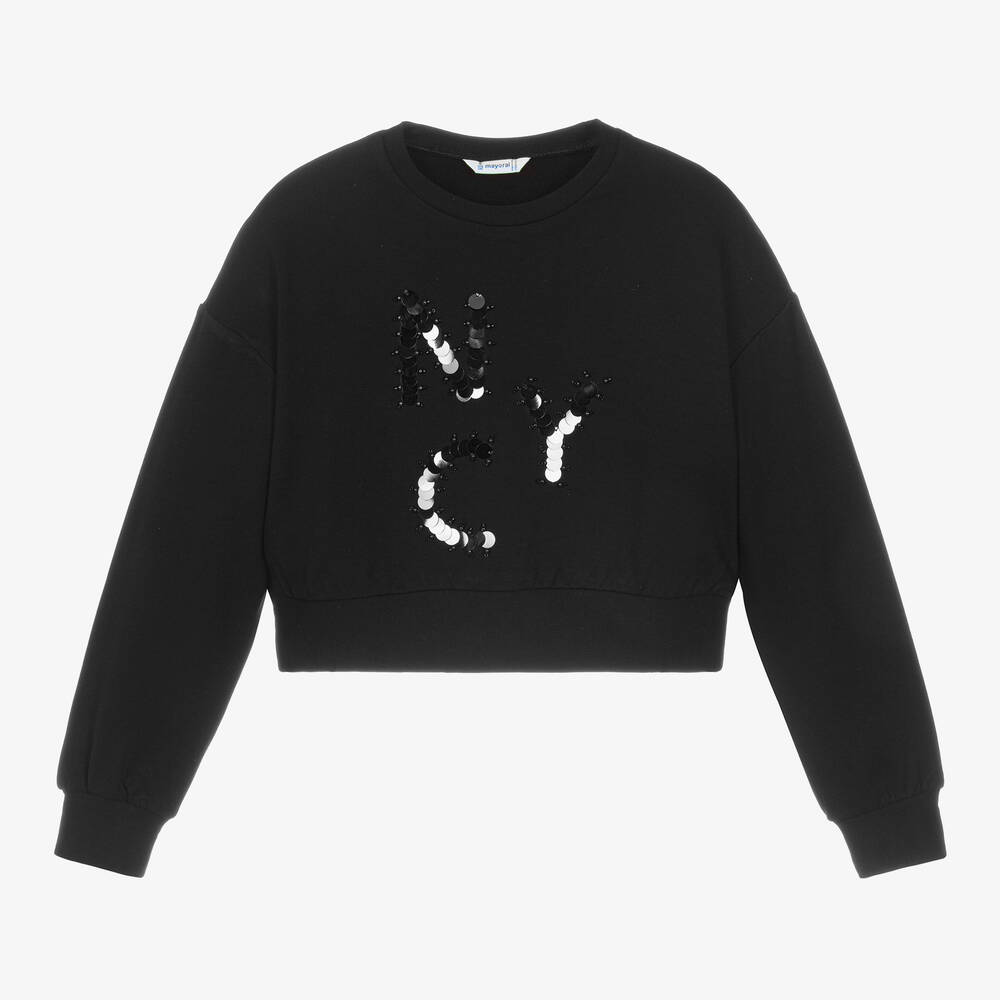 Mayoral - Girls Black Viscose Jersey Sweatshirt | Childrensalon