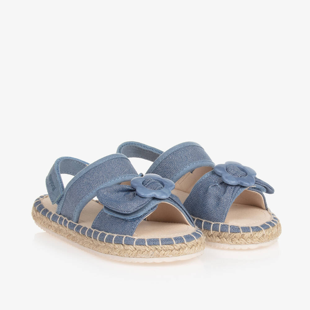 Mayoral - Girls Blue Canvas Velcro Sandals | Childrensalon