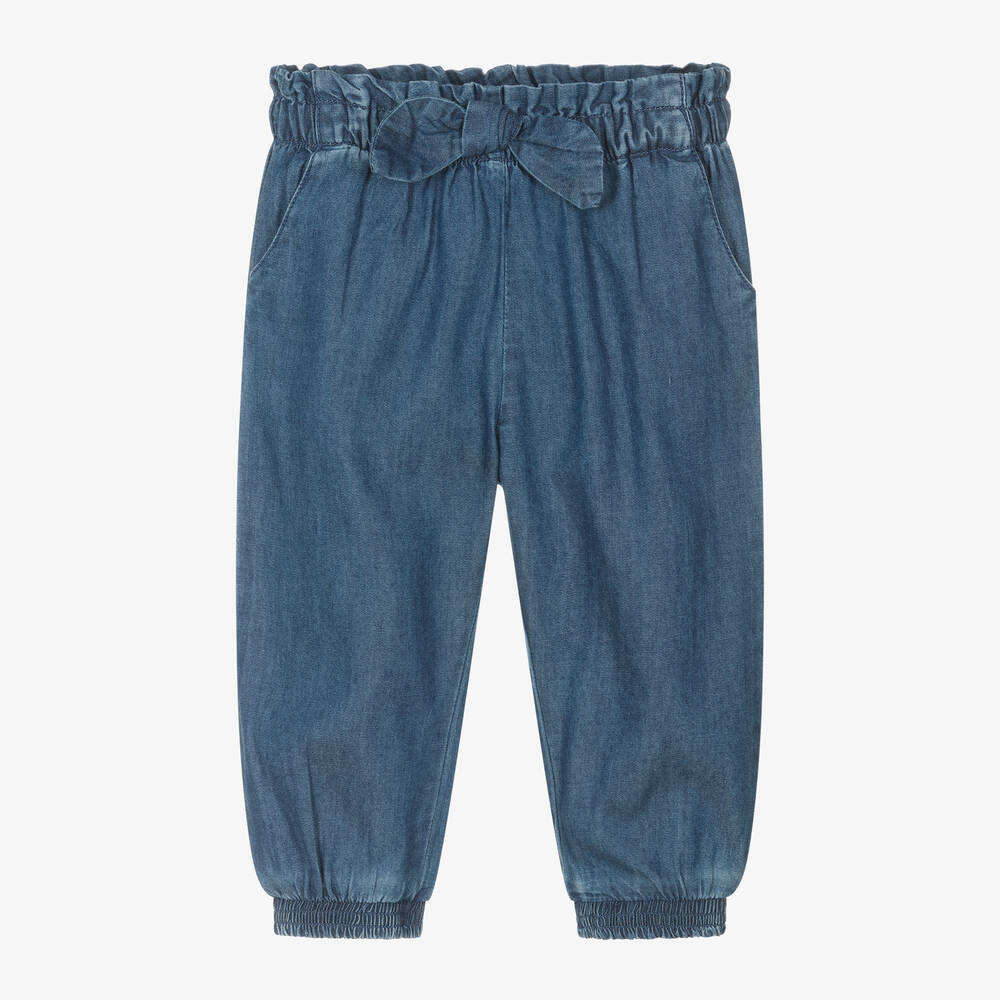 Shop Mayoral Girls Blue Chambray Trousers
