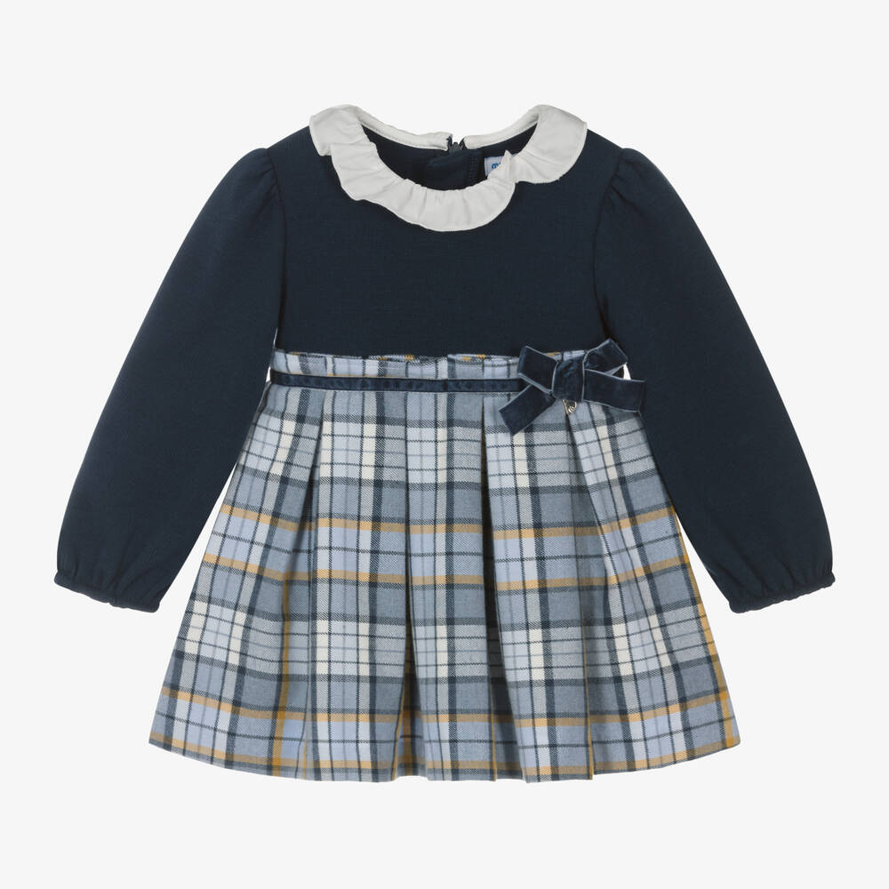 Mayoral - Girls Blue Check Dress | Childrensalon