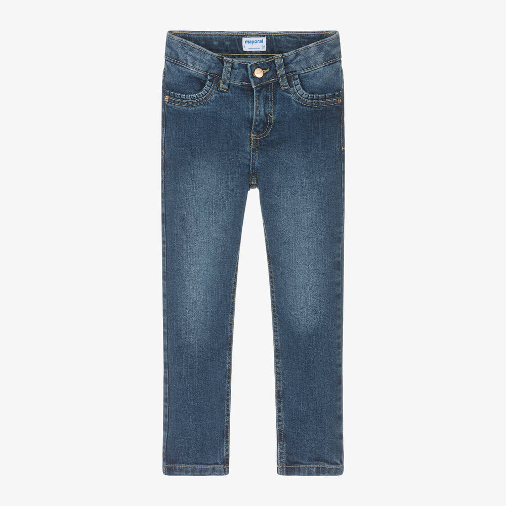 Mayoral - Girls Blue Cotton Denim Skinny Jeans | Childrensalon