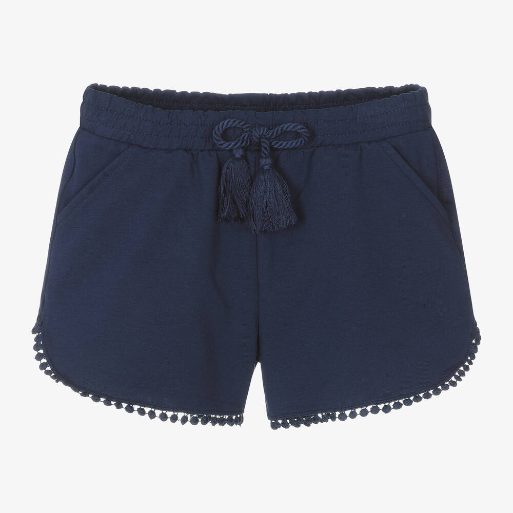 Mayoral - Girls Blue Cotton Jersey Shorts | Childrensalon