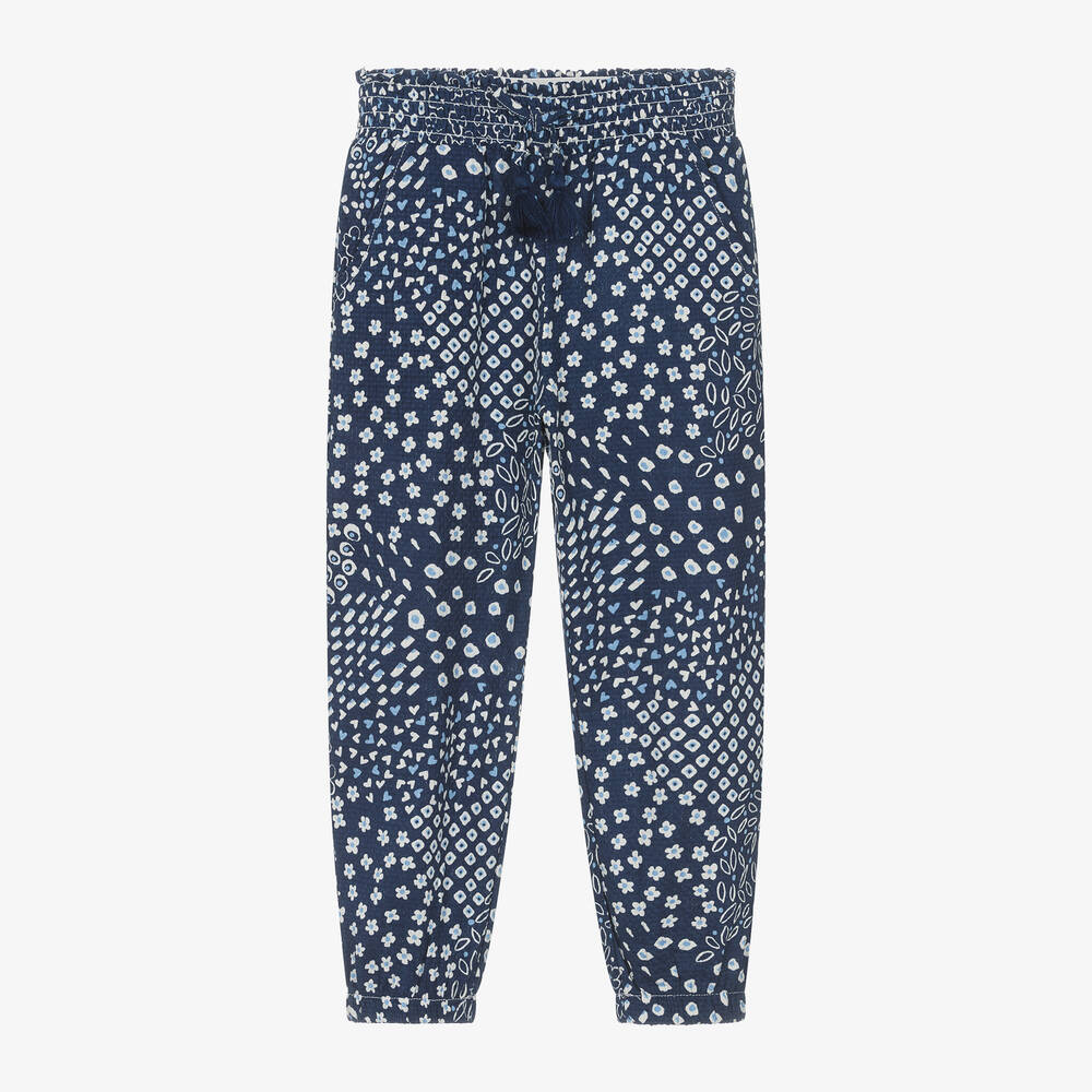 Shop Mayoral Girls Blue Cotton Trousers