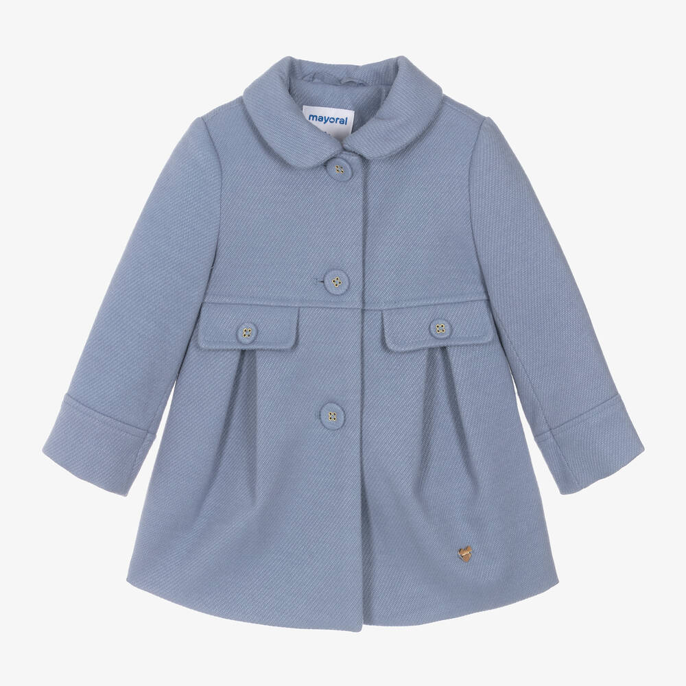 Mayoral - Girls Blue Felted Coat | Childrensalon