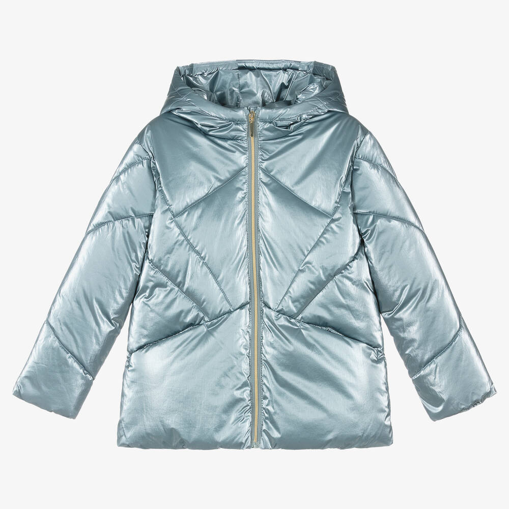 Mayoral - Girls Blue Hooded Puffer Jacket | Childrensalon