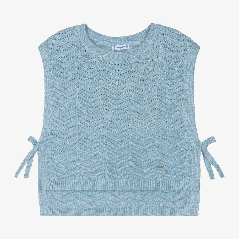 Mayoral - Girls Blue Knitted Slipover | Childrensalon