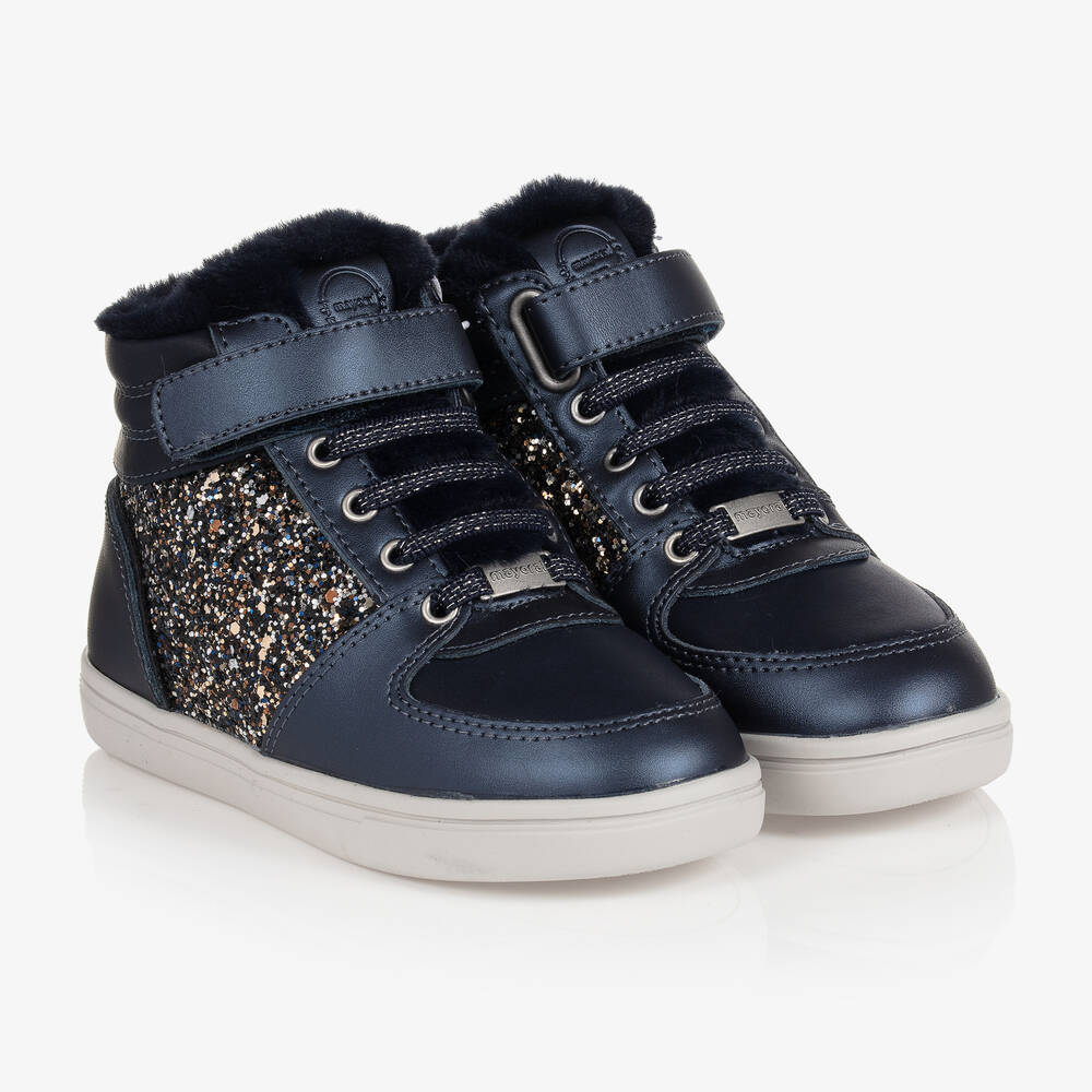 Mayoral - Girls Blue Leather Trainers | Childrensalon