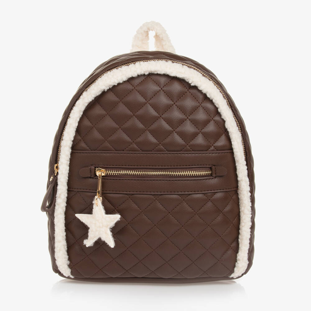 Mayoral - Girls Brown Faux Leather Backpack (28cm) | Childrensalon