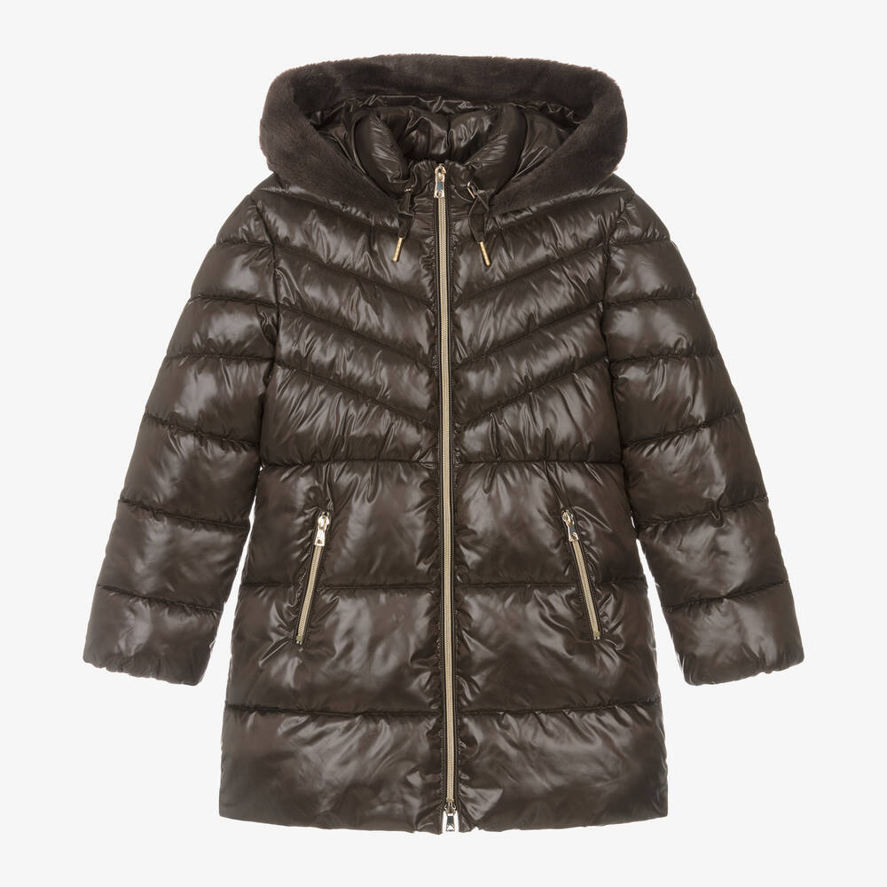 Mayoral - Girls Brown Puffer Coat | Childrensalon