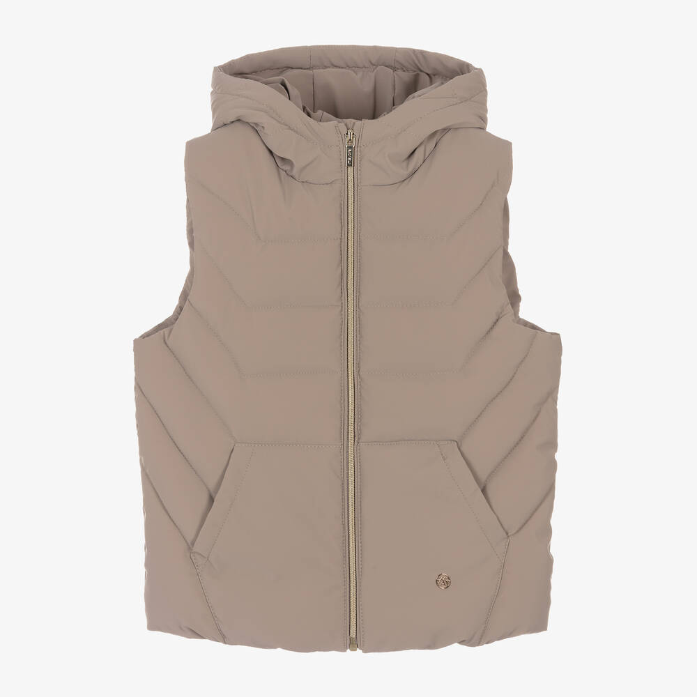 Mayoral - Girls Brown Puffer Gilet | Childrensalon