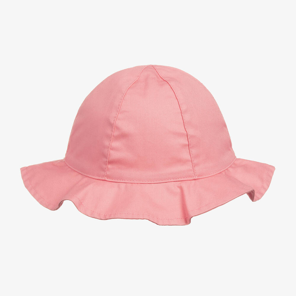Mayoral - Girls Coral Pink Cotton Bow Sun Hat | Childrensalon