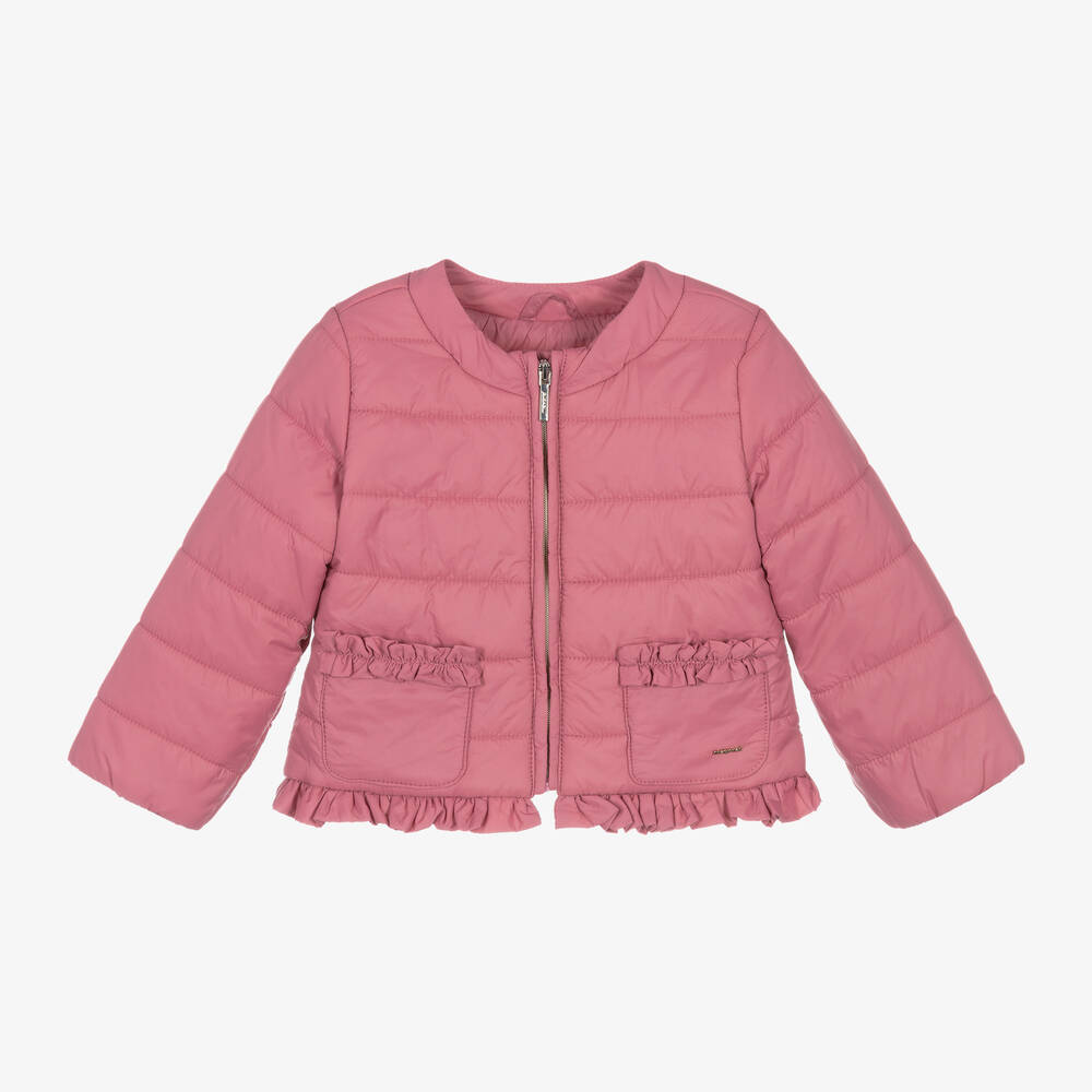 Mayoral - Girls Dusky Pink Pocket Puffer Jacket | Childrensalon
