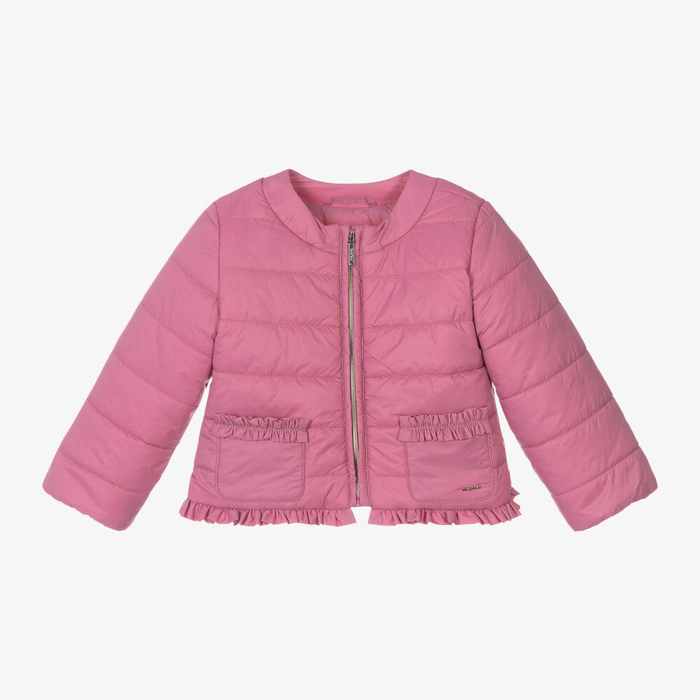 Shop Mayoral Girls Dusky Pink Pocket Puffer Jacket