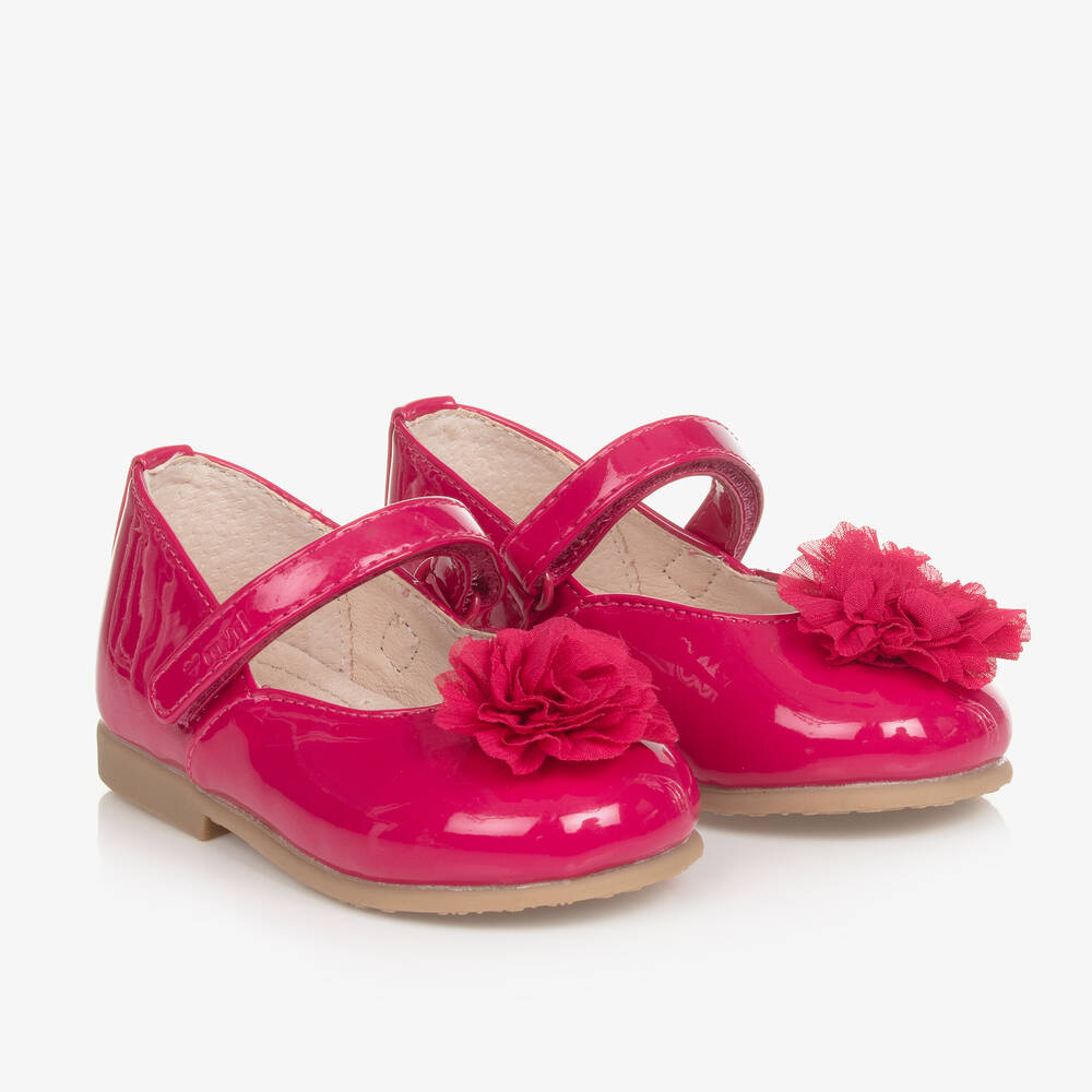 Mayoral Babies' Girls Fuchsia Pink Patent Flower Shoes