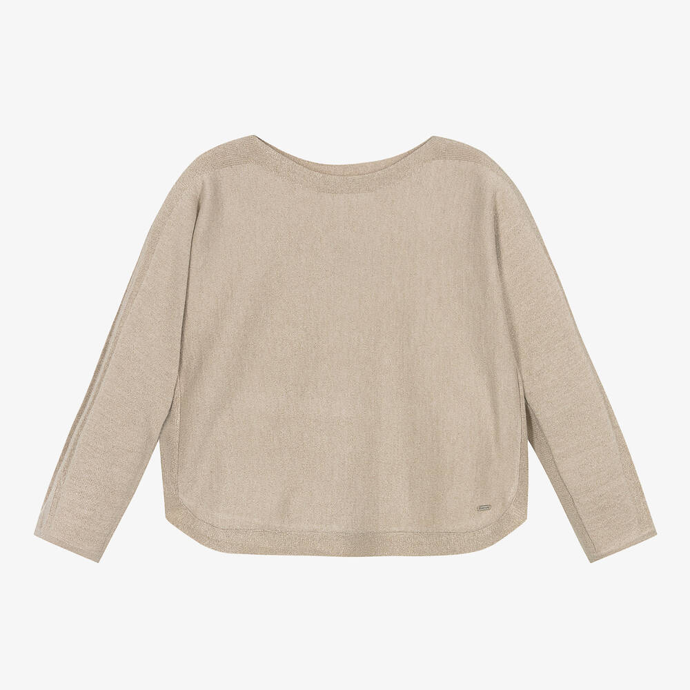 Mayoral - Girls Gold Viscose Knit Sweater | Childrensalon
