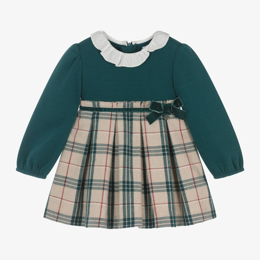 Mayoral - Girls Green Check Dress  | Childrensalon