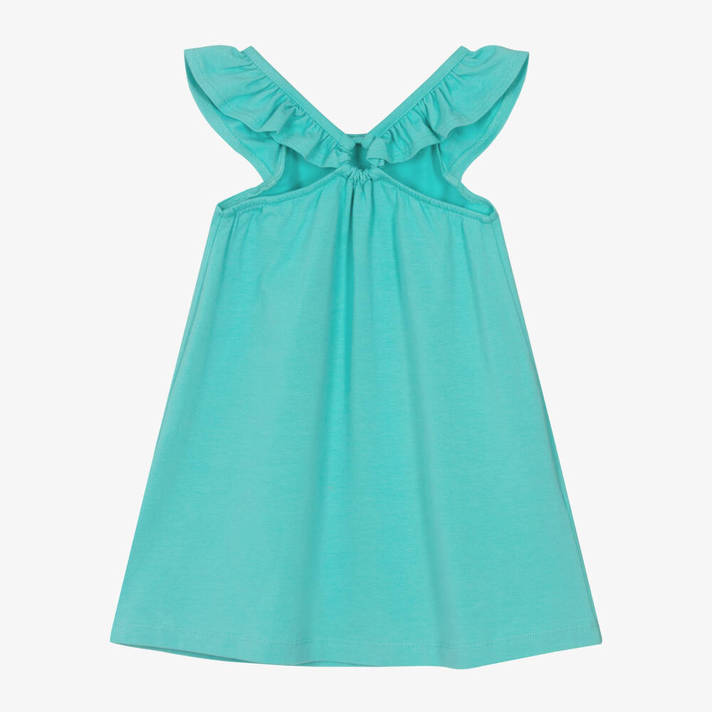 Mayoral - Girls Green Flamingo Cotton Dress | Childrensalon