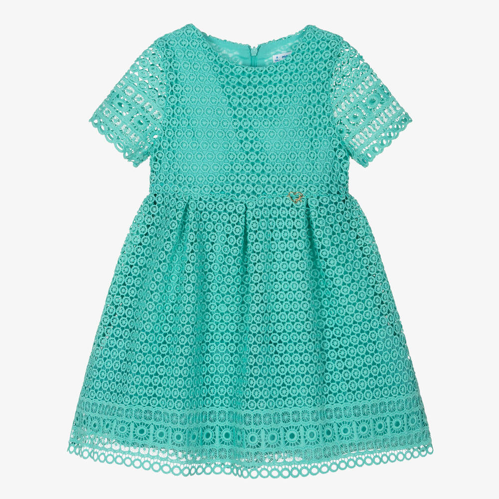 Mayoral Kids' Girls Green Guipure Lace Dress
