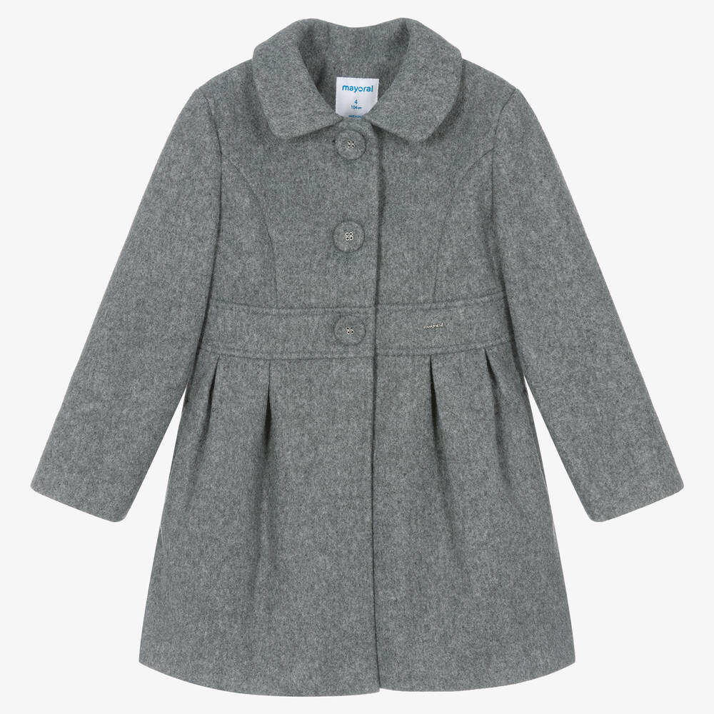 Mayoral - Girls Grey Felted Coat | Childrensalon