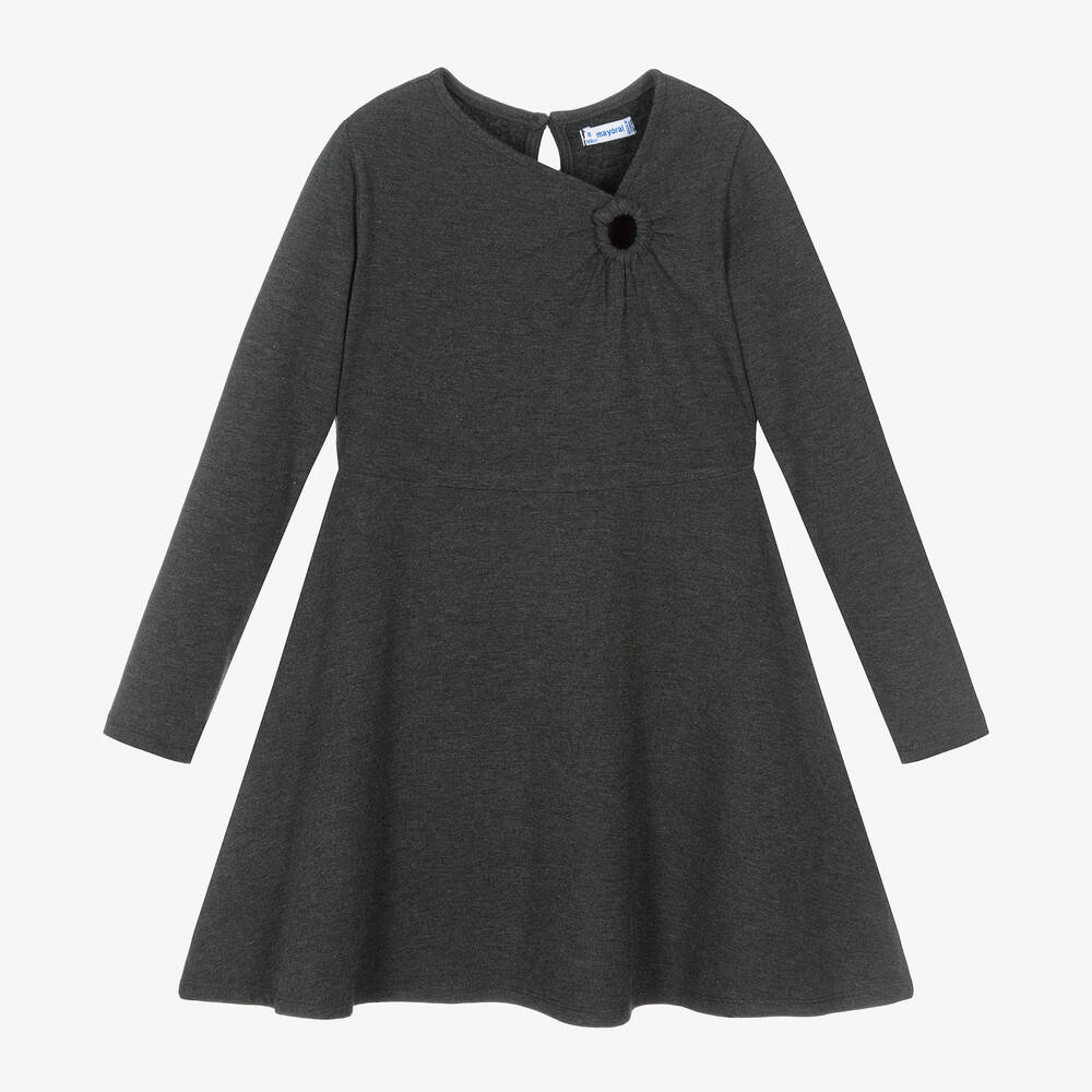 Mayoral - Girls Grey Viscose Jersey Skater Dress | Childrensalon