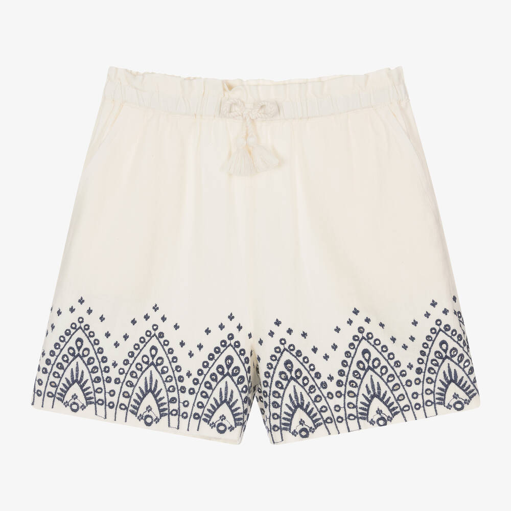 Mayoral - Girls Ivory Broderie Anglaise Shorts | Childrensalon