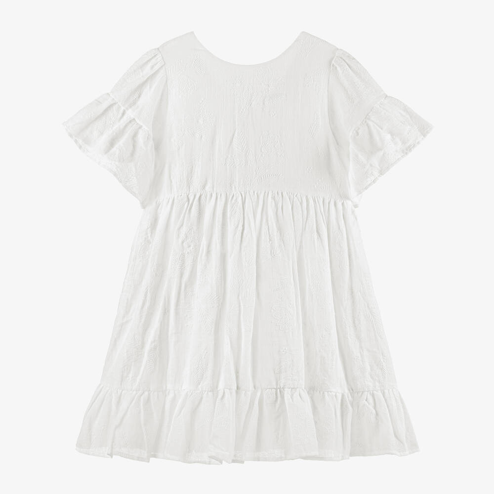 Mayoral - Girls Ivory Cotton Dress | Childrensalon