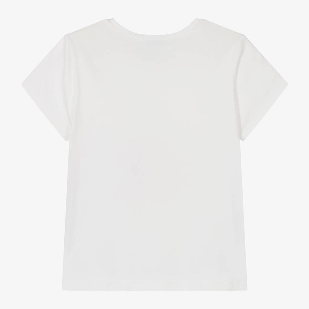 Mayoral - Girls Ivory Cotton Girls Print T-Shirt | Childrensalon