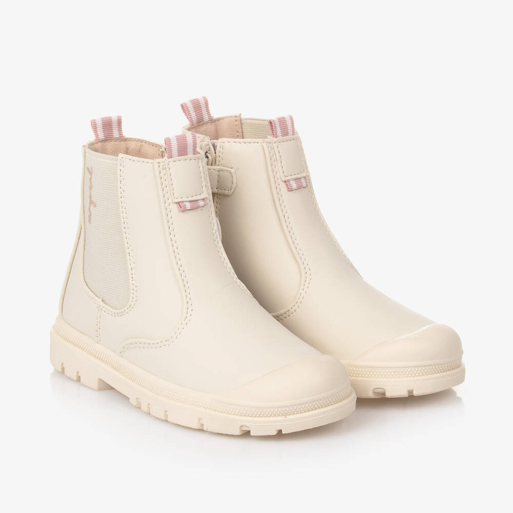 Mayoral - Girls Ivory Faux Leather Chelsea Boots | Childrensalon