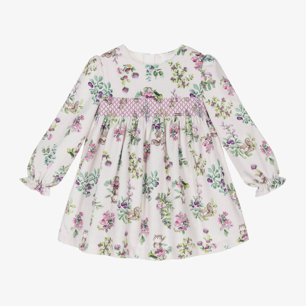 Mayoral - Girls Ivory Floral Print Dress | Childrensalon