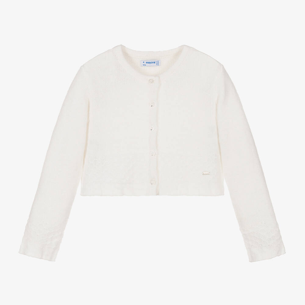 Mayoral - Girls Ivory Knitted Cardigan | Childrensalon