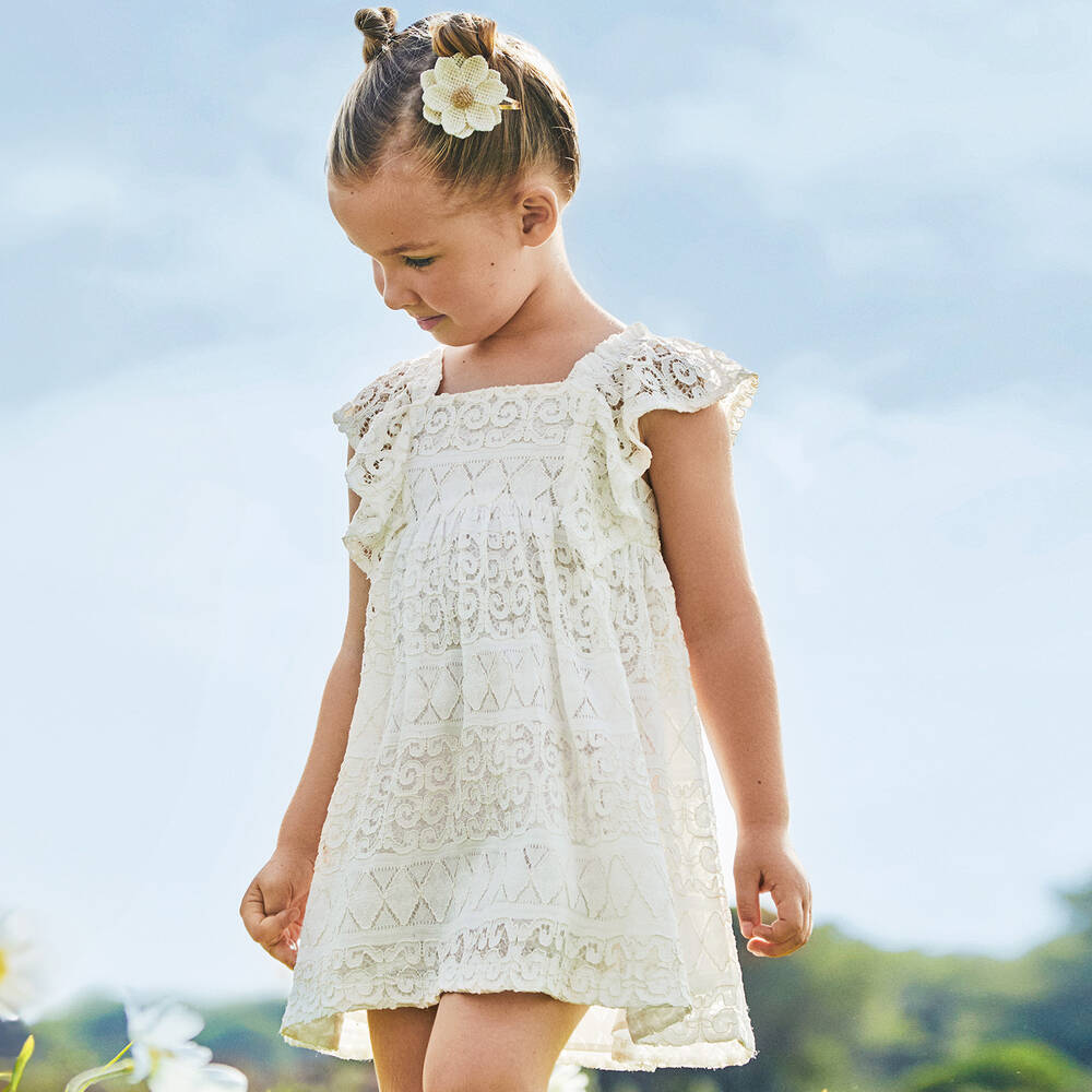 Mayoral-Girls Ivory Lace Dress | Childrensalon