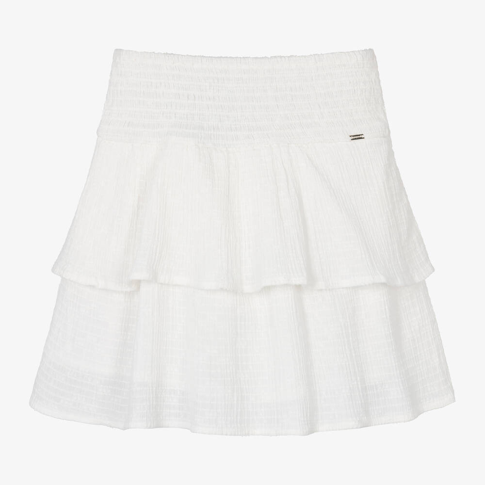 Mayoral - Girls Ivory Layered Cotton Skirt | Childrensalon