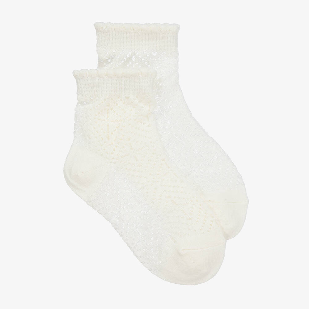 Mayoral Babies' Girls Ivory Pointelle Knit Ankle Socks