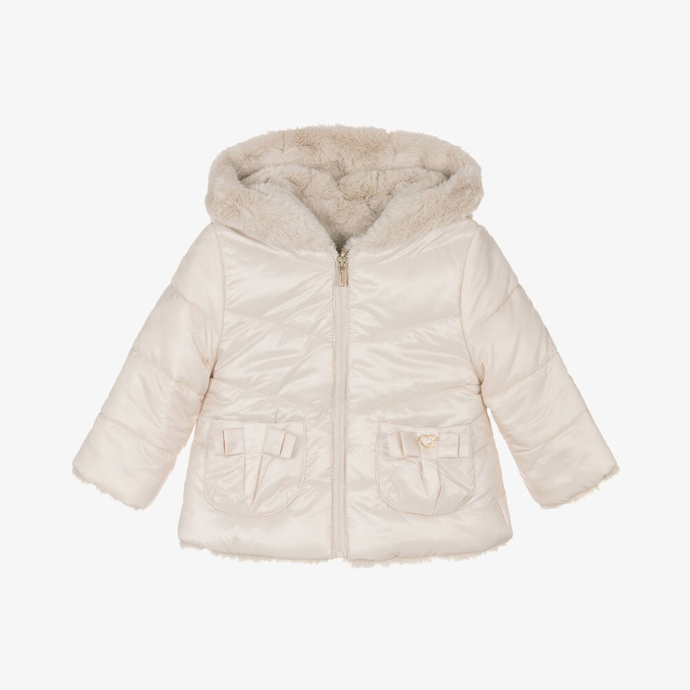 Mayoral - Girls Ivory Reversible Coat | Childrensalon