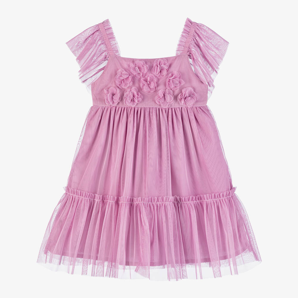 Mayoral - Girls Lilac Pink Tulle Dress | Childrensalon