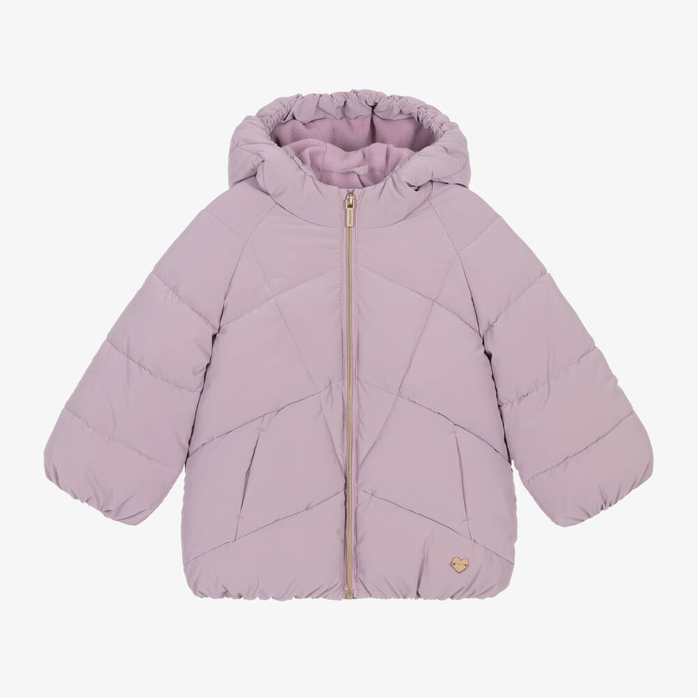 Mayoral - Girls Lilac Purple Hooded Puffer Coat | Childrensalon