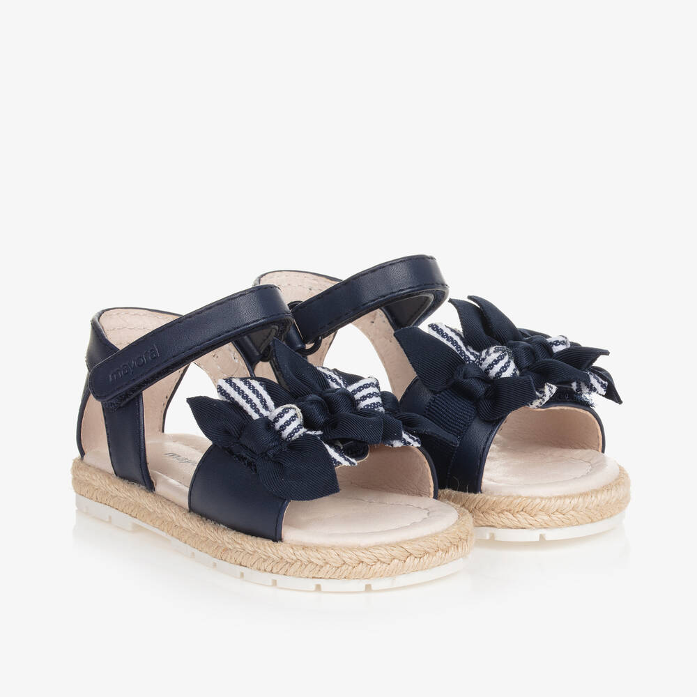 Mayoral - Girls Navy Blue Bow Sandals | Childrensalon