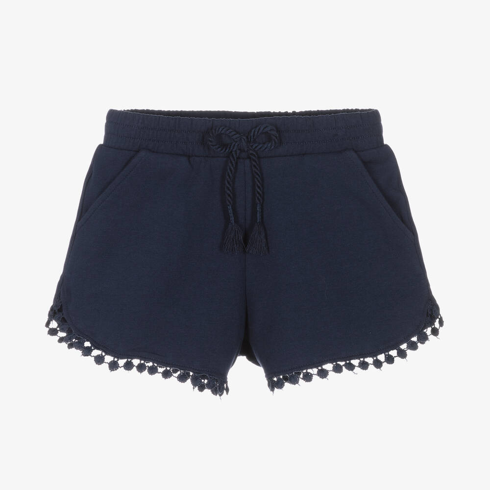 Mayoral - Girls Navy Blue Cotton Jersey Shorts | Childrensalon