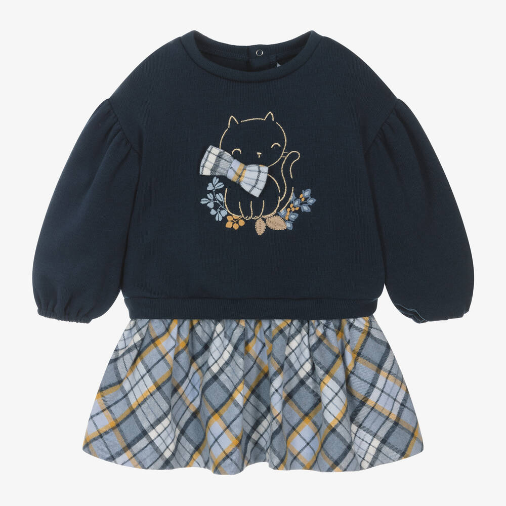 Mayoral - Girls Navy Blue Cotton Skirt Set | Childrensalon