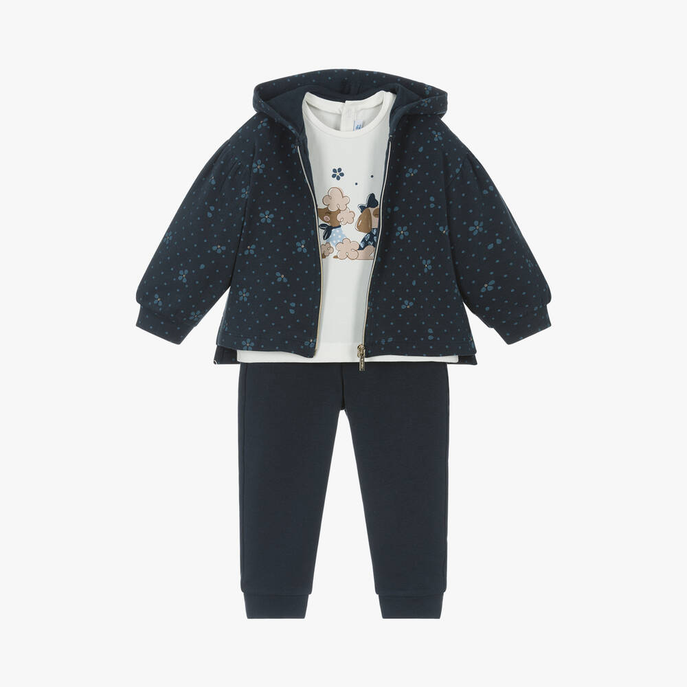 Mayoral - Girls Navy Blue Cotton Tracksuit Set | Childrensalon