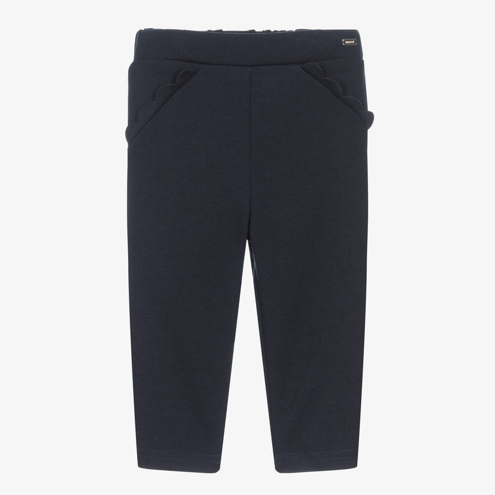 Mayoral Babies' Girls Navy Blue Jersey Trousers