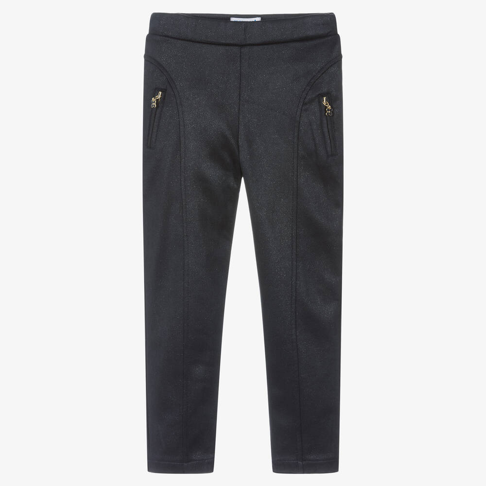 Mayoral Kids' Girls Navy Blue Sparkle Trousers