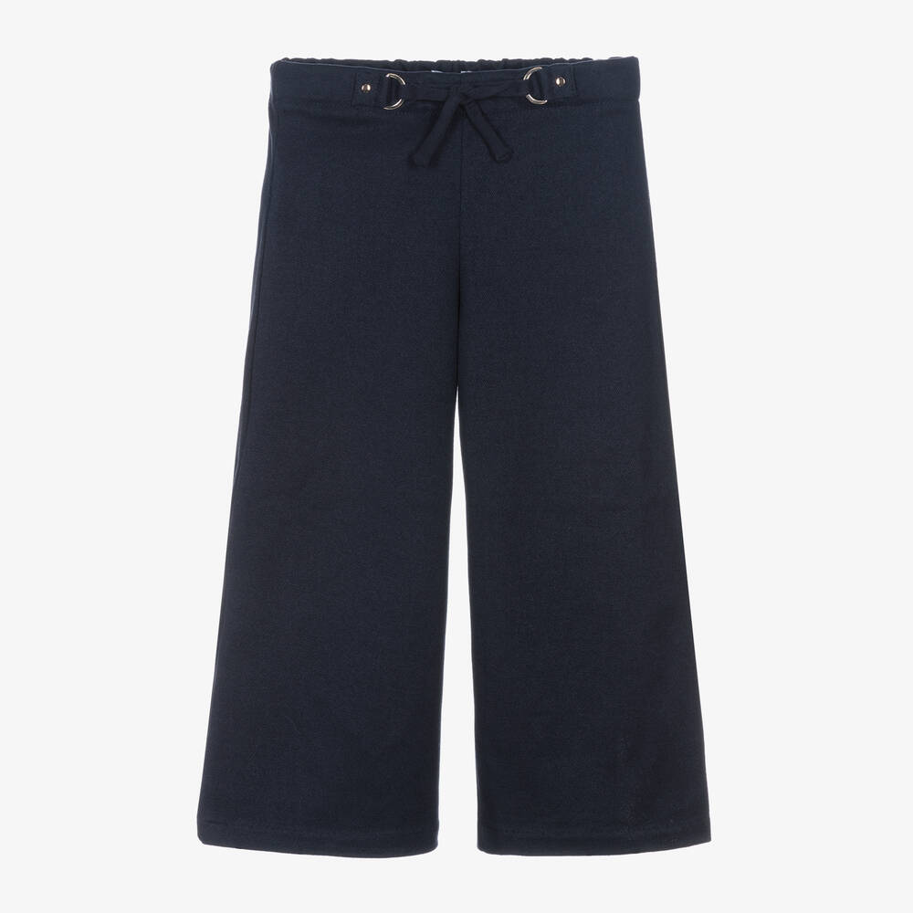 Mayoral - Girls Navy Blue Wide Leg Trousers | Childrensalon