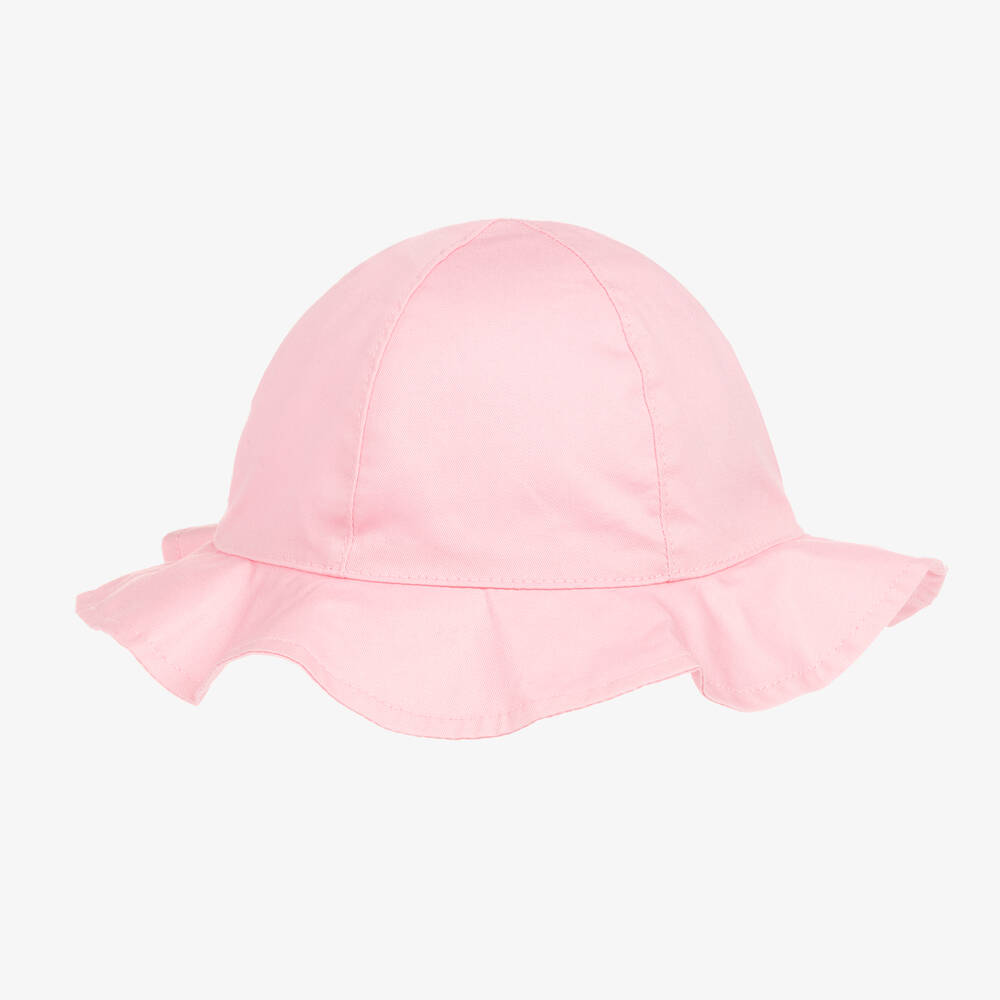 Mayoral - Girls Pale Pink Cotton Bow Sun Hat | Childrensalon