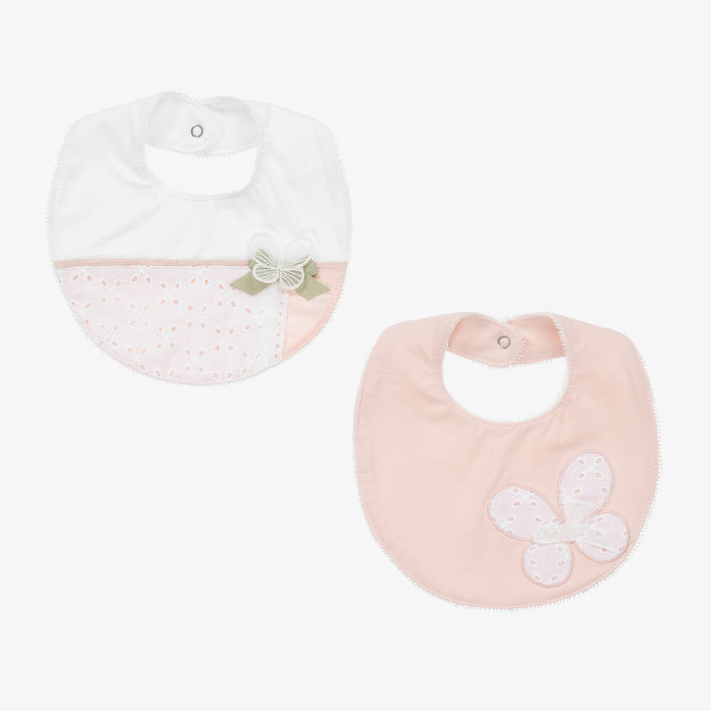 Mayoral Newborn Babies' Girls Pink Broderie Anglaise Bibs (2 Pack) In Multi