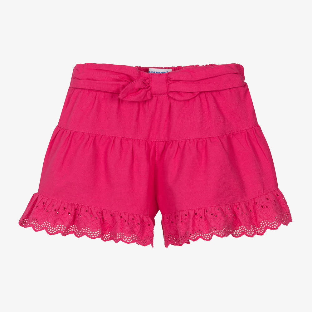 Mayoral - Girls Pink Broderie Anglaise Shorts | Childrensalon