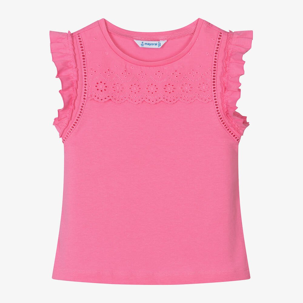 Mayoral Babies' Girls Pink Cotton Frill Top
