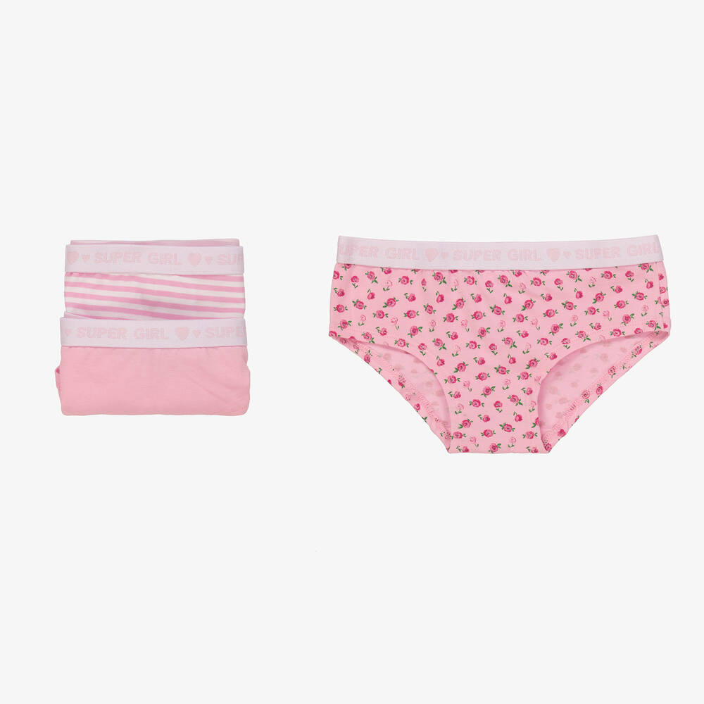 Mayoral - Girls Pink Cotton Knickers (3 Pack) | Childrensalon