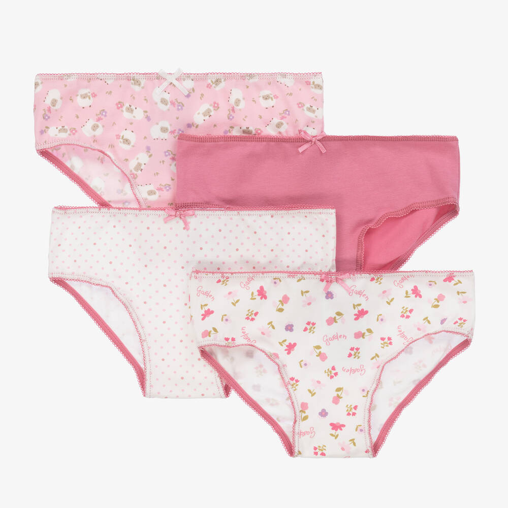 Mayoral - Girls Pink Cotton Knickers (4 Pack) | Childrensalon